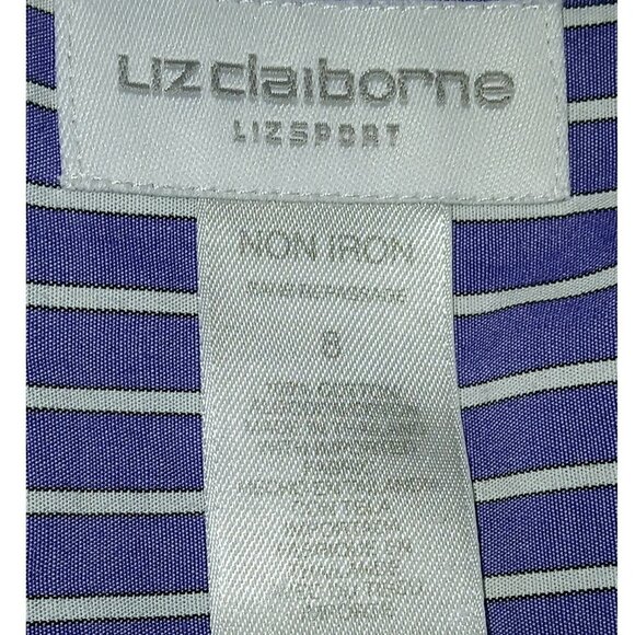 Vintage Liz Claiborne Button Up Non Iron Purple White Pinstripe 8 Liz Sport 90s - Picture 5 of 5